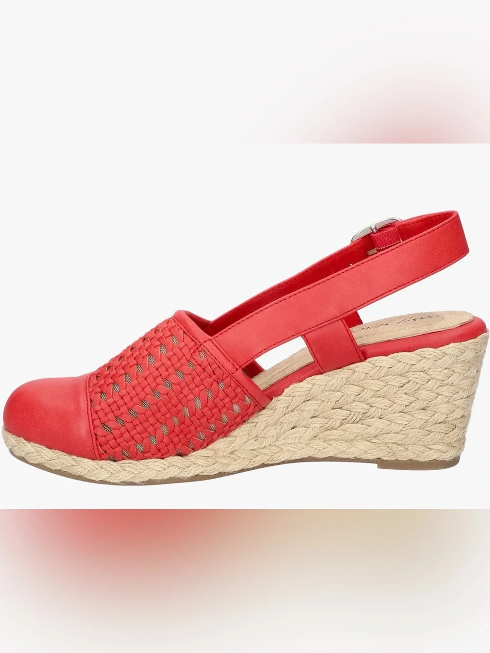 easy street Red Woven Espadrille Slingback Wedge Size 7